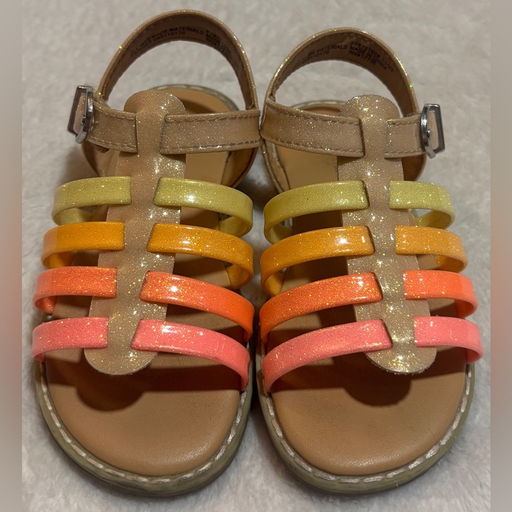 Cat & Jack Toddler Sandals Size 7 Rainbow Glitter Summer Shoes